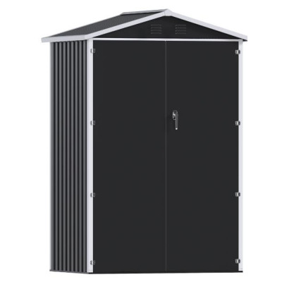 Металевий хозблок-сарай з двосхилим дахом DS-01. колір темно-сірий - PANTONE 10C