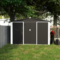 Металевий хозблок-сарай з двосхилим дахом DS-02. колір-темно-сірий - PANTONE 10C