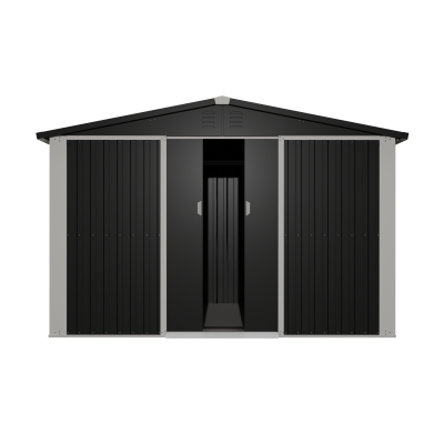 Металевий хозблок-сарай з двосхилим дахом DS-02. колір-темно-сірий - PANTONE 10C