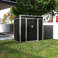 Металлический хозблок-сарай с односкатным крышем SS-02. цвет темно-серый - PANTONE 10C