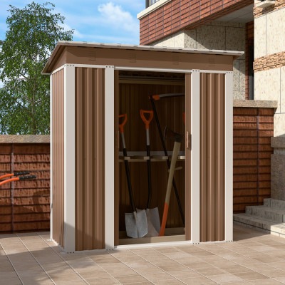 Металевий хозблок-сарай з односхилим дахом SS-01. колір коричневий