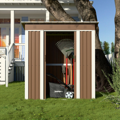 Металевий хозблок-сарай з односхилим дахом SS-01. колір коричневий