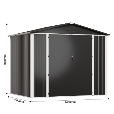 Металевий хозблок-сарай DS-03 CUSTOMIZED з двосхилим дахом (темно-сірий, PANTONE 10C)