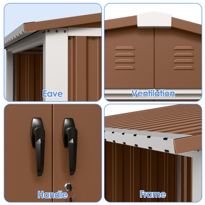 Металевий хозблок-сарай NEXT-дрівник з двосхилим дахом, колір коричневий