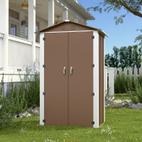 Металлический хозблок-сарай с двускатной крышей DS-01. цвет коричневый