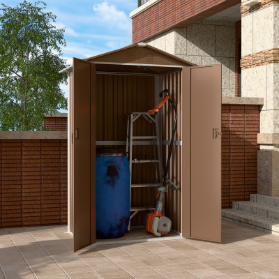 Металевий госпблок-сарай з двосхилим дахом DS-01. колір коричневий