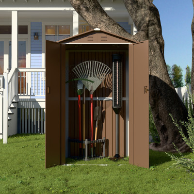 Металевий госпблок-сарай з двосхилим дахом DS-01. колір коричневий