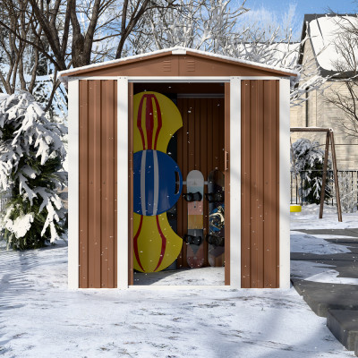 Металевий госпблок-сарай з двосхилим дахом DS-02. колір коричневий