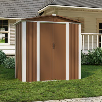 Металлический хозблок-сарай с двускатной крышей DS-02. цвет коричневый