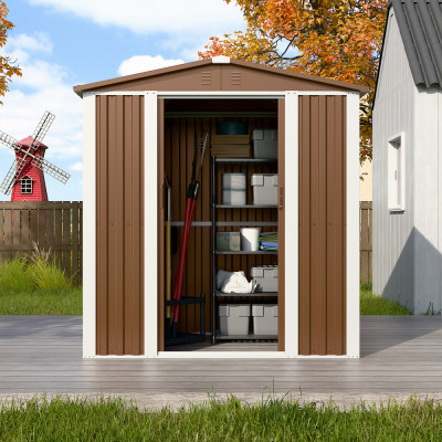 Металевий госпблок-сарай з двосхилим дахом DS-02. колір коричневий