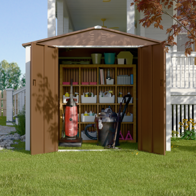 Металевий госпблок-сарай з двосхилим дахом DS-03. колір коричневий