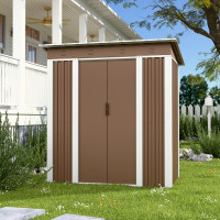 Металлический хозблок-сарай с двускатной крышей SS-02. цвет коричневый