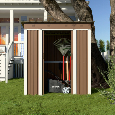 Металевий госпблок-сарай з двосхилим дахом SS-02. колір коричневий