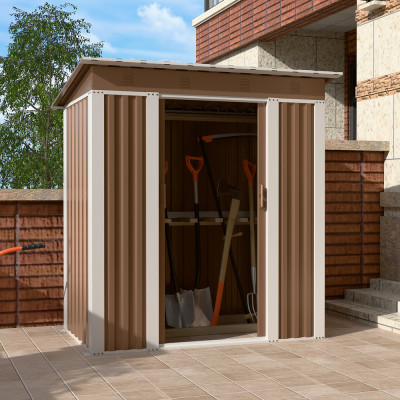 Металевий госпблок-сарай з двосхилим дахом SS-02. колір коричневий