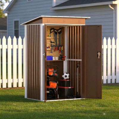 Металевий госпблок-сарай з двосхилим дахом SS-03. колір коричневий