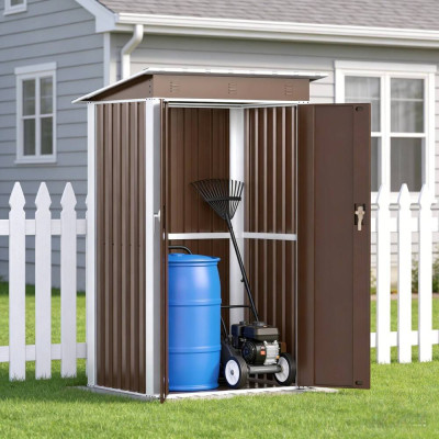 Металевий госпблок-сарай з двосхилим дахом SS-03. колір коричневий