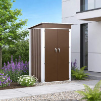 Металлический хозблок-сарай с двускатной крышей SS-03. цвет коричневый