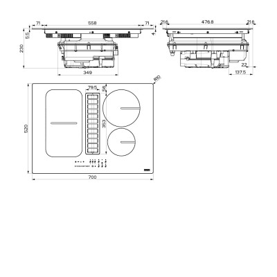 FRANKE Smart FSM 709 HI LL KIT Індукційна варильна поверхня + Витяжка + Набір труб для рециркуляції (340.0678.204)