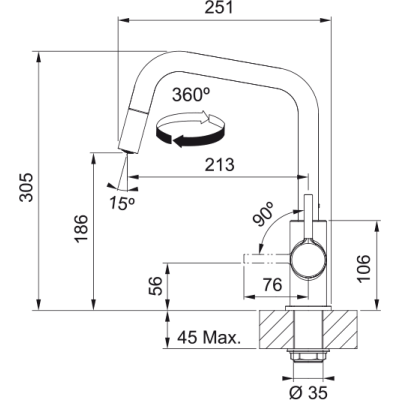 Змішувач Lina U Pull Down, Чорний матовий (115.0728.477)