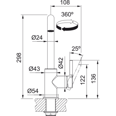 Змішувач FRANKE Lina U, Чорний матовий (115.0728.474)
