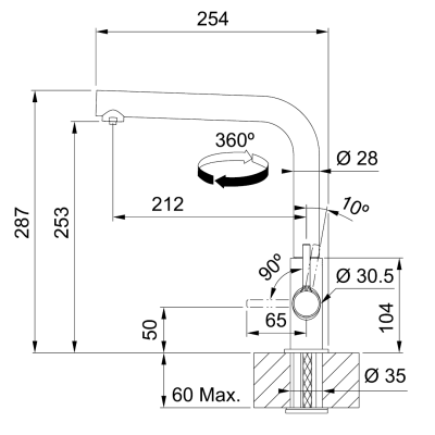 Змішувач FRANKE Lina L Clear Water, Чорний матовий (120.0730.802)
