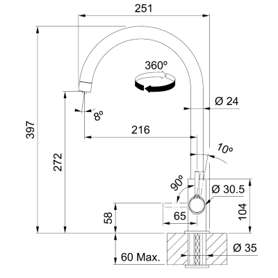 Змішувач FRANKE Lina J Clear Water, Чорний матовий (120.0730.807)