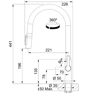 Змішувач FRANKE Maris Slim J Clear Water, Антрацит (120.0736.603)