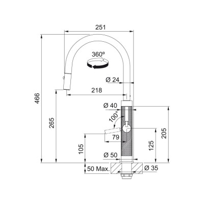 Змішувач FRANKE Mythos Masterpiece Pull Out, Золото (115.0711.558)