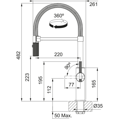 Змеишувач FRANKE Maris Stripes Semi Pro, гусеничный вилив, Bi-Matte Black/Copper (115.0747.680)