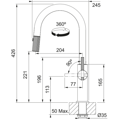 Змішувач FRANKE Maris Stripes J, поворотный витяжний, Bi-Matte Black/Copper (115.0747.674)