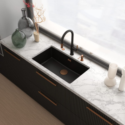 Змішувач FRANKE Maris Stripes J, поворотный витяжний, Bi-Matte Black/Copper (115.0747.674)