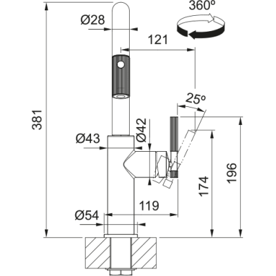 Змішувач FRANKE Maris Stripes U, поворотный витяжний, Bi-Matte Black/Copper (115.0747.677)