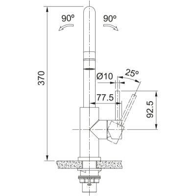 Змеевик FRANKE Smart Glenda J, поворотный невитяжний, Нержавеющая сталь (115.0747.473)