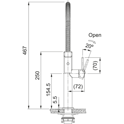 Змеишувач FRANKE Pescara Semi Pro PVD, гнучный вилив, Промышленный черный (115.0741.721)