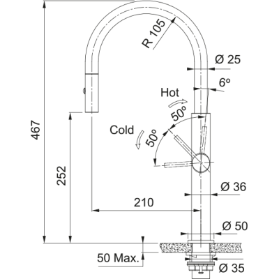 Змішувач FRANKE Pescara J PVD, поворотный витяжний, Золотий (115.0741.697)