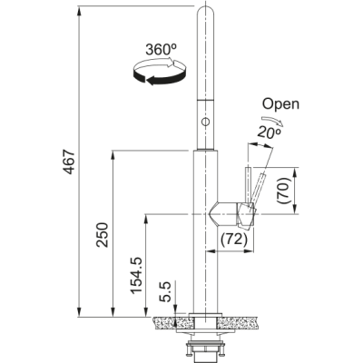 Смішувач FRANKE Pescara J PVD, поворотный витяжний, Антрацит (115.0741.696)