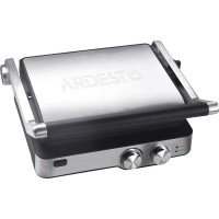 Гриль Ardesto прижимний  2000Вт, темп. режимів-6, з`ємні пластини, розкриття на 180°, сріблястий