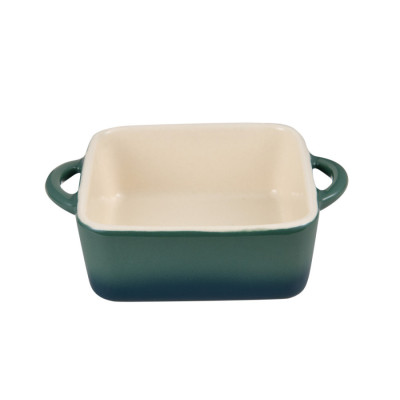 Набір керамічних міні-каструль з кришками Bergner Excalibur, зелений, прямокутні, 2 шт (BG-13364-GR)