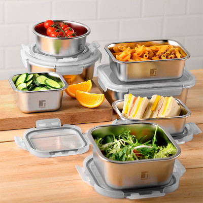 
              Контейнер для зберігання з нержавіючої сталі Bergner Go Lovers, 1,5 л, круглий (BG-36316-GY)
                          