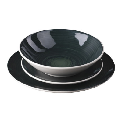 Набір тарілок Bergner Excalibur green, 12 предметів (BG-10243-GR)