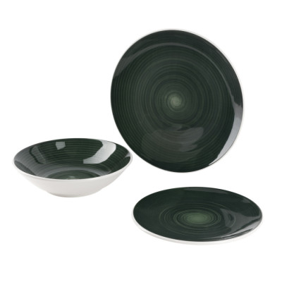 Набір тарілок Bergner Excalibur green, 12 предметів (BG-10243-GR)