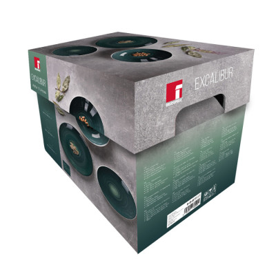 Набір тарілок Bergner Excalibur green, 12 предметів (BG-10243-GR)