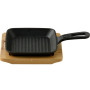 Сковорода-гриль чавунна з дошкою для сервіровки Bergner MasterPro, 13.7x22.2 см (BGMP-3808-EM)