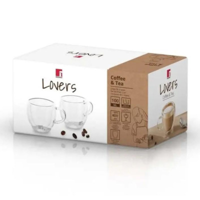 Набір склянних чашок Bergner Coffee & tea lovers, 100 мл, 2 шт (BG-20114-MM)