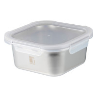 Контейнер для зберігання з нержавіючої сталі Bergner Go Lovers, 1,5 л, квадратний (BG-36314-GY)