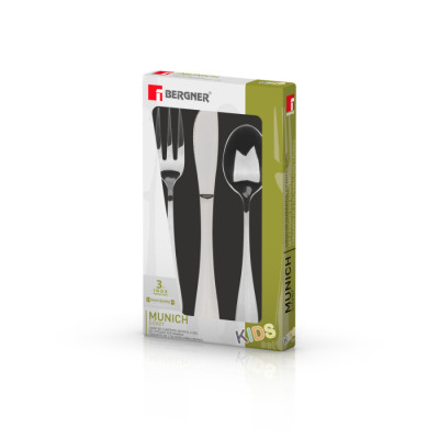 Набір дитячих столових приборів Bergner Munich silver shiny, 3 предмета (BG-5137-SL)