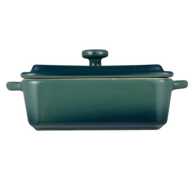 Набір керамічних міні-каструль з кришками Bergner Excalibur, зелений, прямокутні, 2 шт (BG-13363-GR)