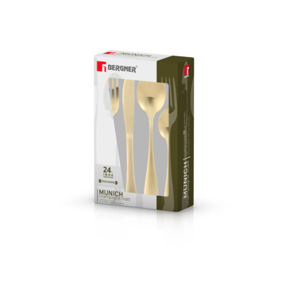 Набір столових приборів Bergner Munich champagne matt, 24 предмета (BG-5139-CH)