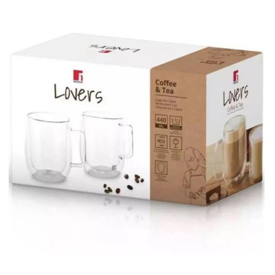 Набір склянних чашок Bergner Coffee & tea lovers, 400 мл, 2 шт (BG-20116-MM)