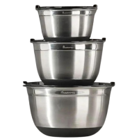 Набор мисок для смешивания с крышками Bergner MasterPro, 3 шт (BGEU-5524)